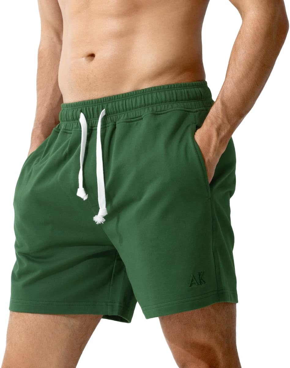 Arjen Kroos Men Sweat Cotton Shorts with Zipper Pockets 5 Inch Athletic Gym Stretch Workout Short