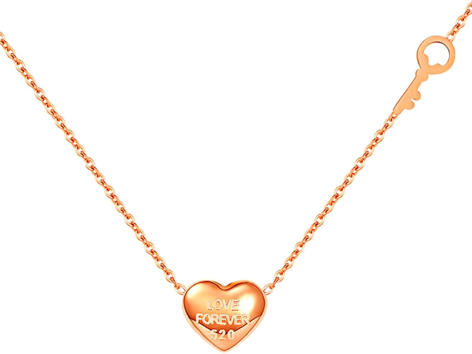 Cute Little Love Forever Heart With Key Necklace For Fashion Woman Jewelry Elegant And Classy Girl Gift Accessories