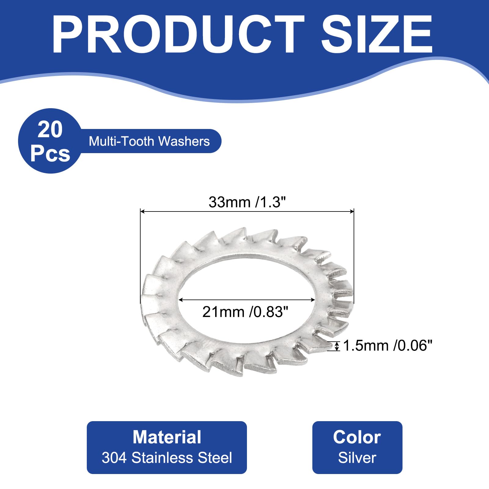 PATIKIL M20 External Tooth Lock Washers - Image 2