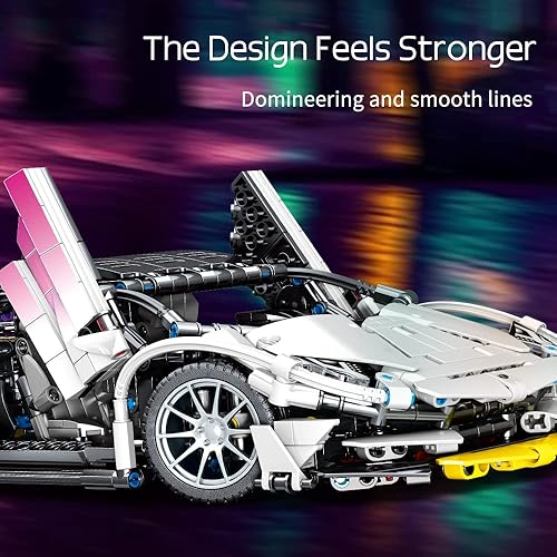 Miniatura 4 de Mesiondy Bloques de construcción Juguetes para adultos, 1:14 MOC Juego de construcción deportivo de carreras modelo de coche para niños de 12 a 16