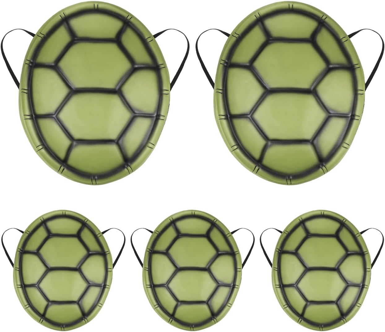 NUOBESTY 5Pcs Halloween Turtle Shell Costume - Olive Green EVA Kids Cosplay Props with Elastic Straps for Halloween Party Favors & Photo Booth Accessories, 17.32x13.77x2.75 Inch