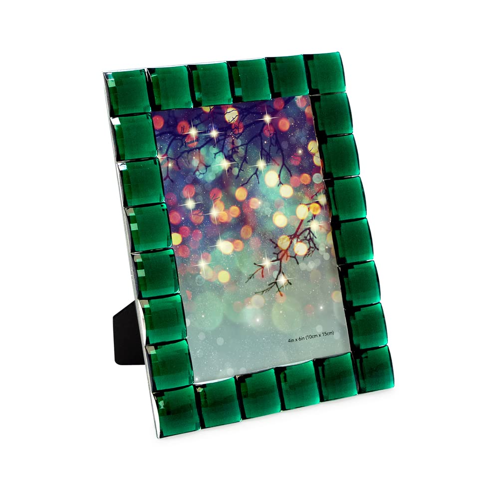 Isaac Jacobs Decorative Sparkling Jewel Picture Frame, Photo Display & Home Décor (4x6, Emerald Green)