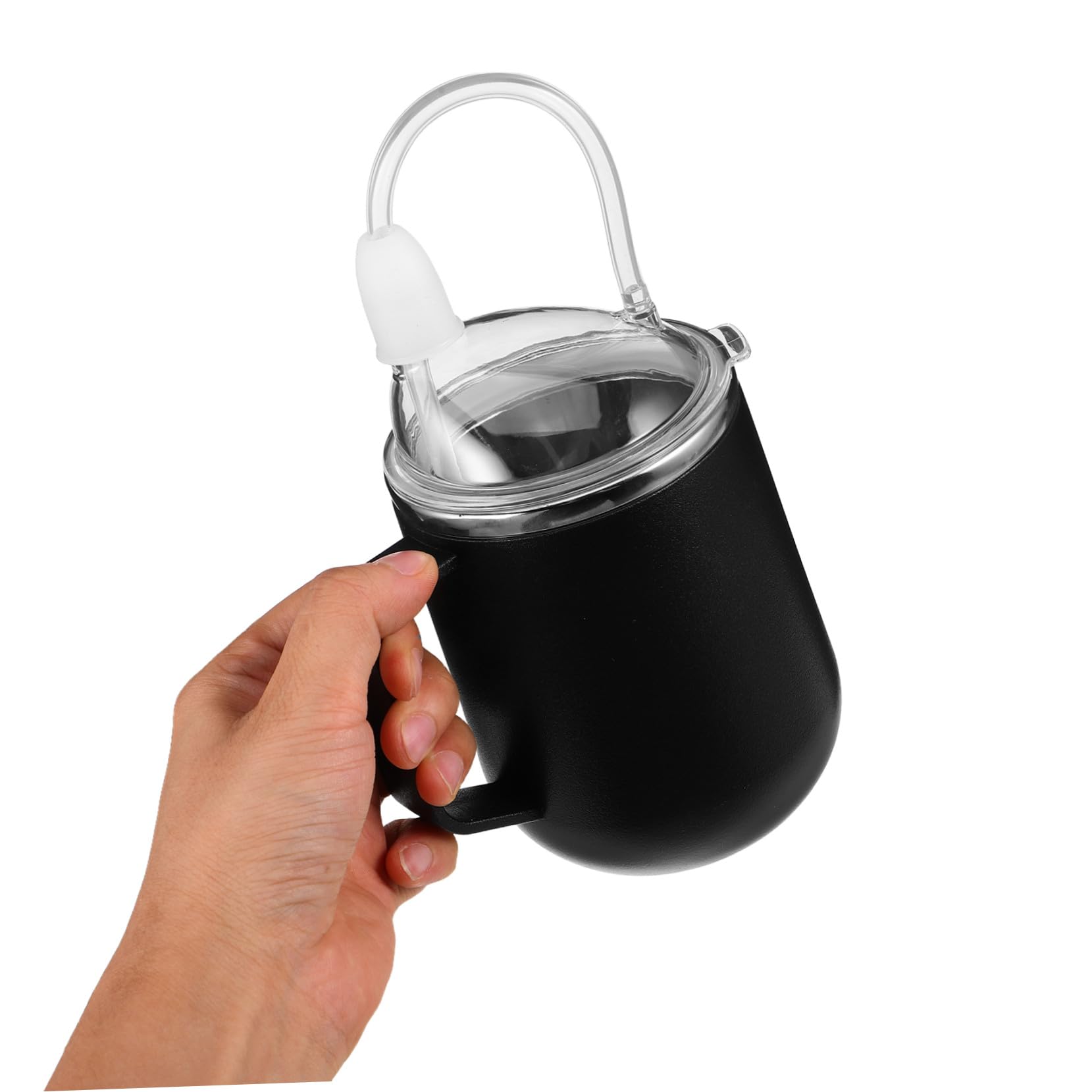 Veemoon Pflege Strohhalmbecher 450ml aus Edelstahl in Schwarz