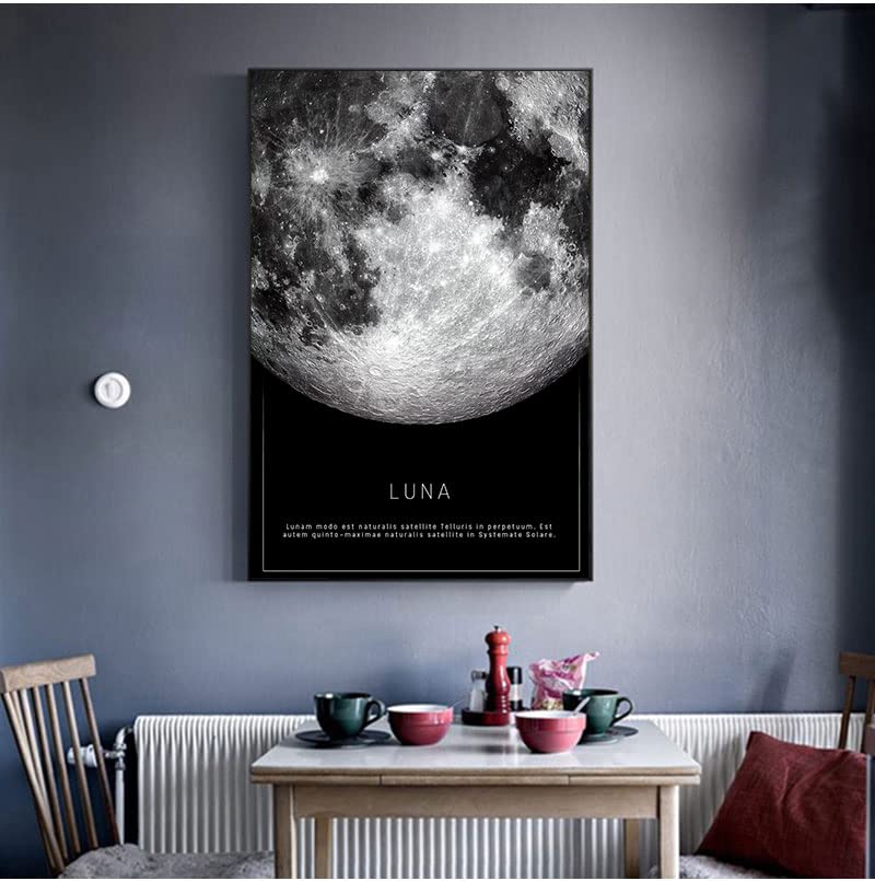 Amazon.co.jp: luose キャンバス 絵画 白黒ポスター 月 地球