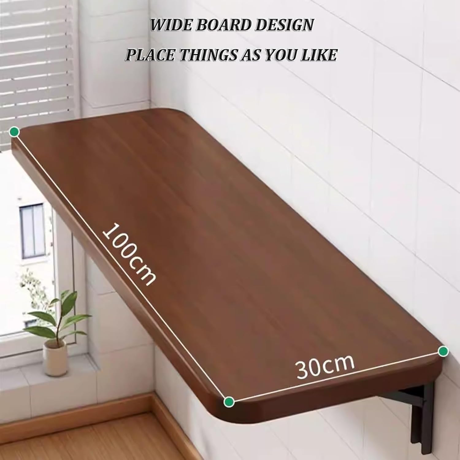 JATIBOSH Wall Mount Folding Table,Wall Mounted Folding Table,Folding Wall-Mounted Drop-Leaf Table,Wall Mounted Folding Table for Laundry Room,Folding Design,Space Saving.(Color:Brown,Size:L80*W30cm)