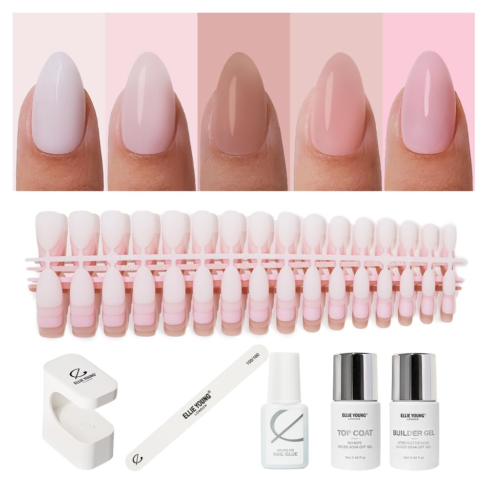 PROTIPS - Kit di 150 unghie a pressione in tinta unita per unghie corte, mandorle di 15 dimensioni, in morbido gel, extension per unghie finte, kit per manicure fai da te, per donne