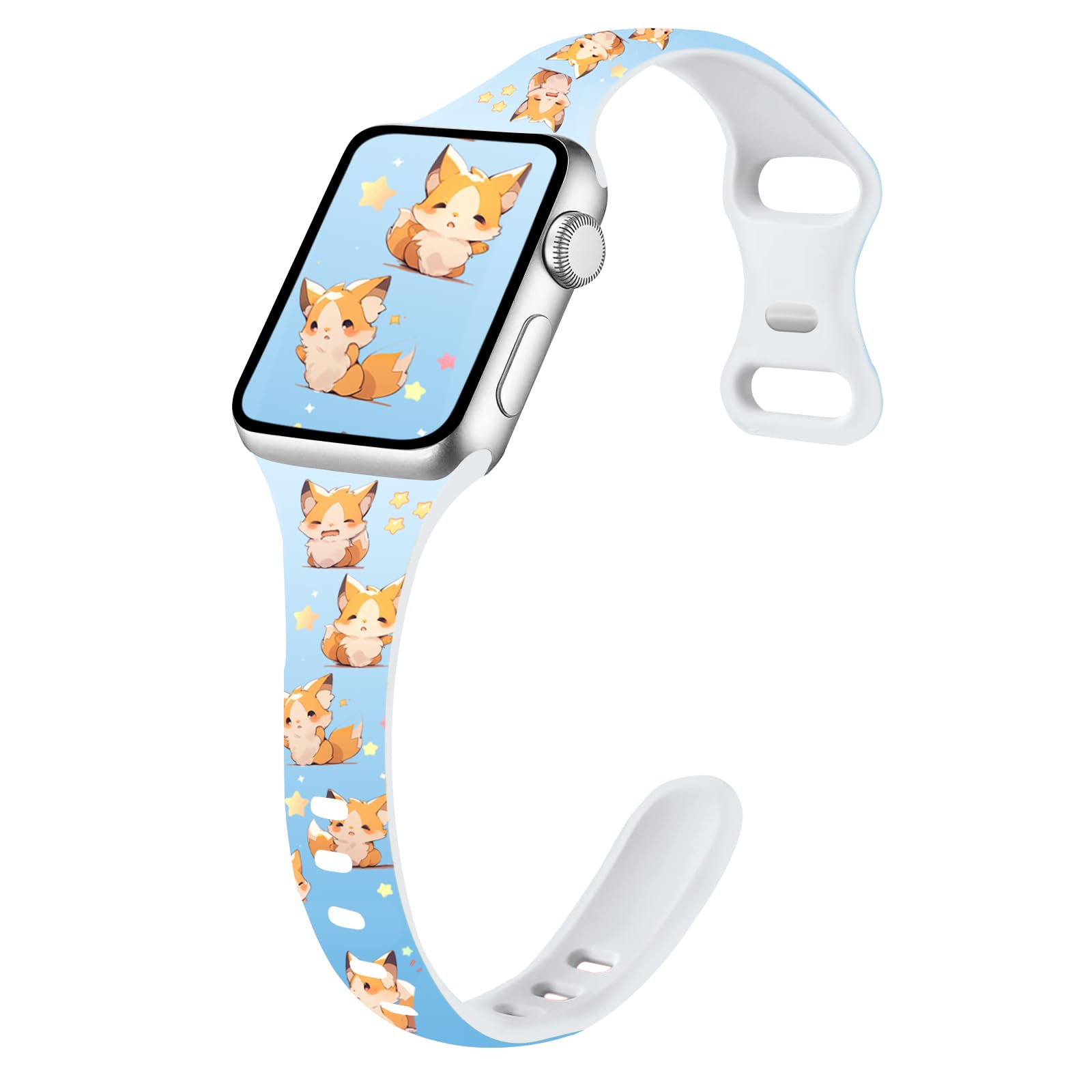 Sport Band Floral Printed Compatible with Apple Watch Bands 49mm 46mm 45mm 44mm 42mm 41mm 40mm 38mm Women, Silicone Flower Printed Fadeless Pattern Design Strap for iWatch Series12 11 10 9 8 7 6 5 4 3 2 1SE