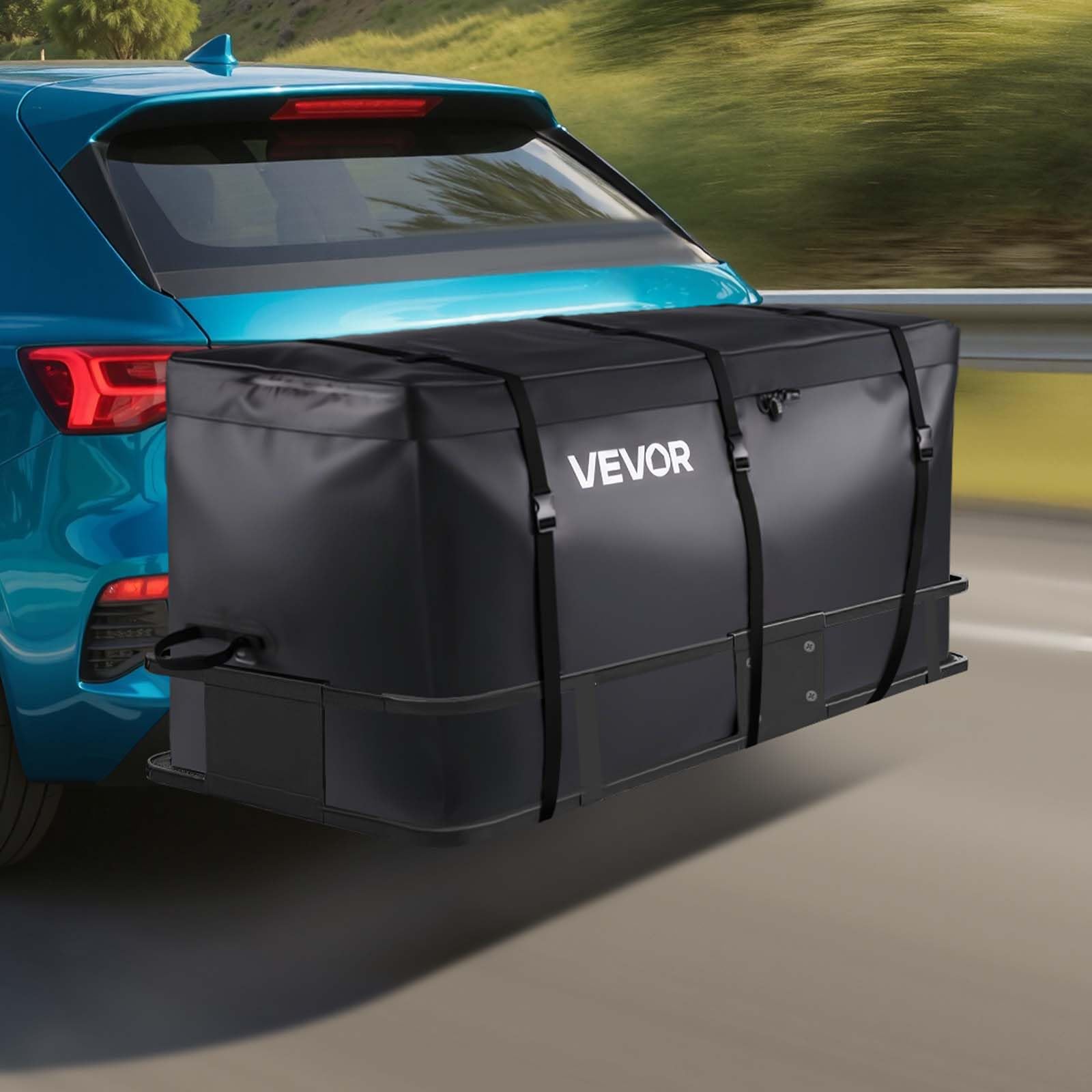 VEVOR Gepäckträgertasche für Anhängerkupplung aus wasserdichtes 840D-PVC (0,71 m³), Gepäcktasche zur Aufbewahrung auf der Ladefläche von Lkws mit verstärkten Gurten für PKW SUVs Vans Schwarz