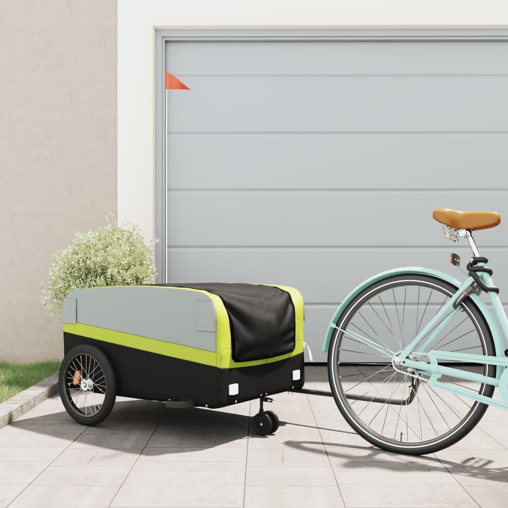 Przyczepa rowerowa czarna i czerwona z żelaza o nośności, x 52,5 x 42, dyszel, flaga bezpieczeństwa do transportu bagażu, bagażu, psa, dziecka, na kemping, na co dzień