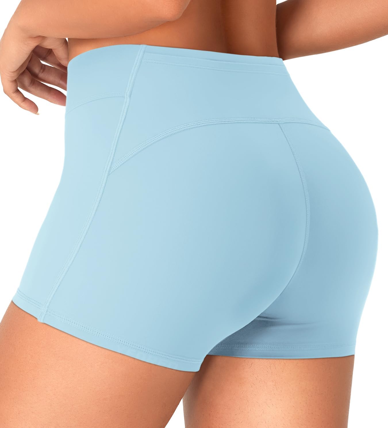 YEOREO CoreFlex Women's Low Rise Biker Shorts with Pocket 3.6" No Front Seam Workout Gym Running Shorts