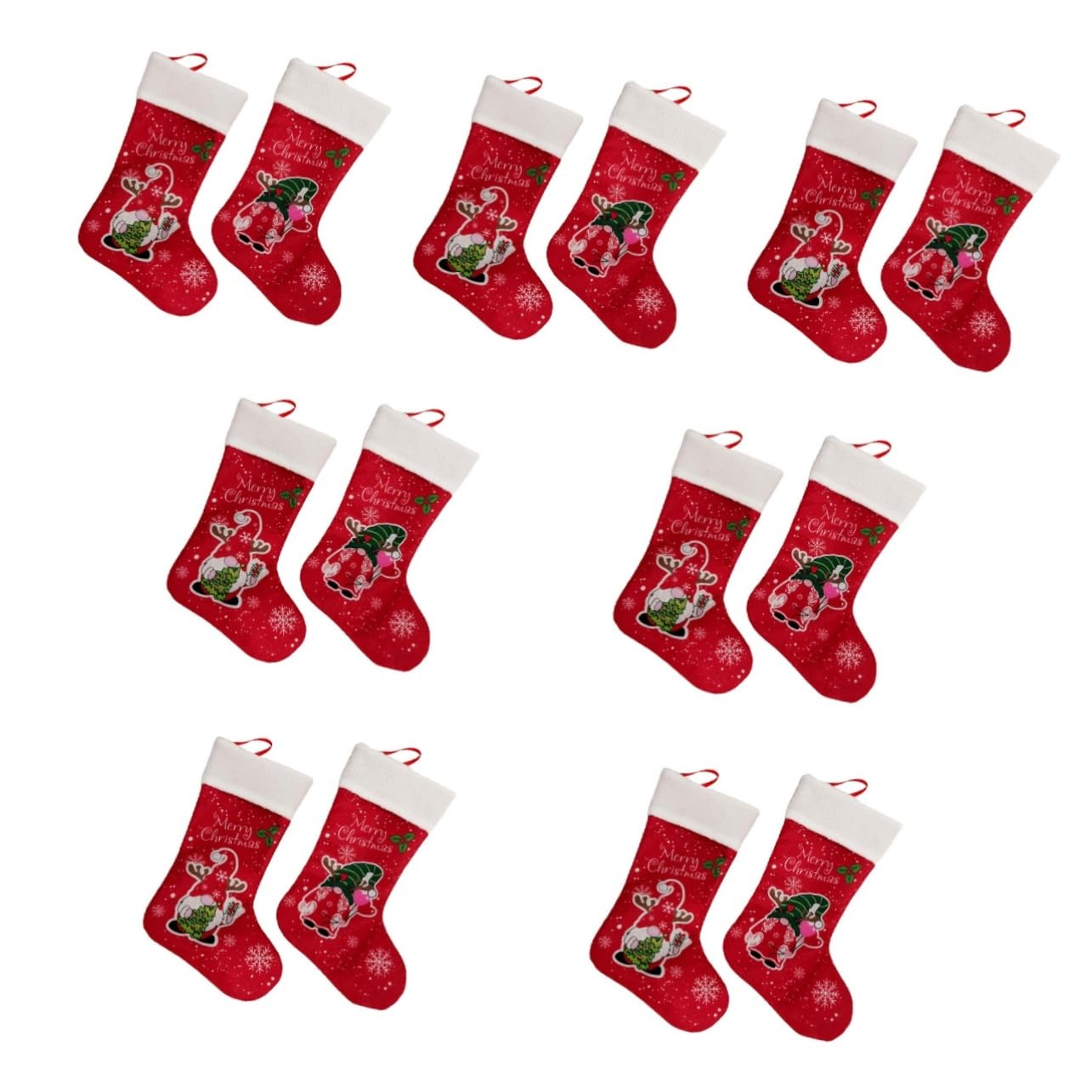 IMIKEYA 14 STK Weihnachtsstrumpf-geschenktüte Santa Hängender Sack Familienweihnachtsstrümpfe Kamin Hängende Strümpfe Krippendekor Weihnachtssocke Sankt-strümpfe Rot Vliessocken