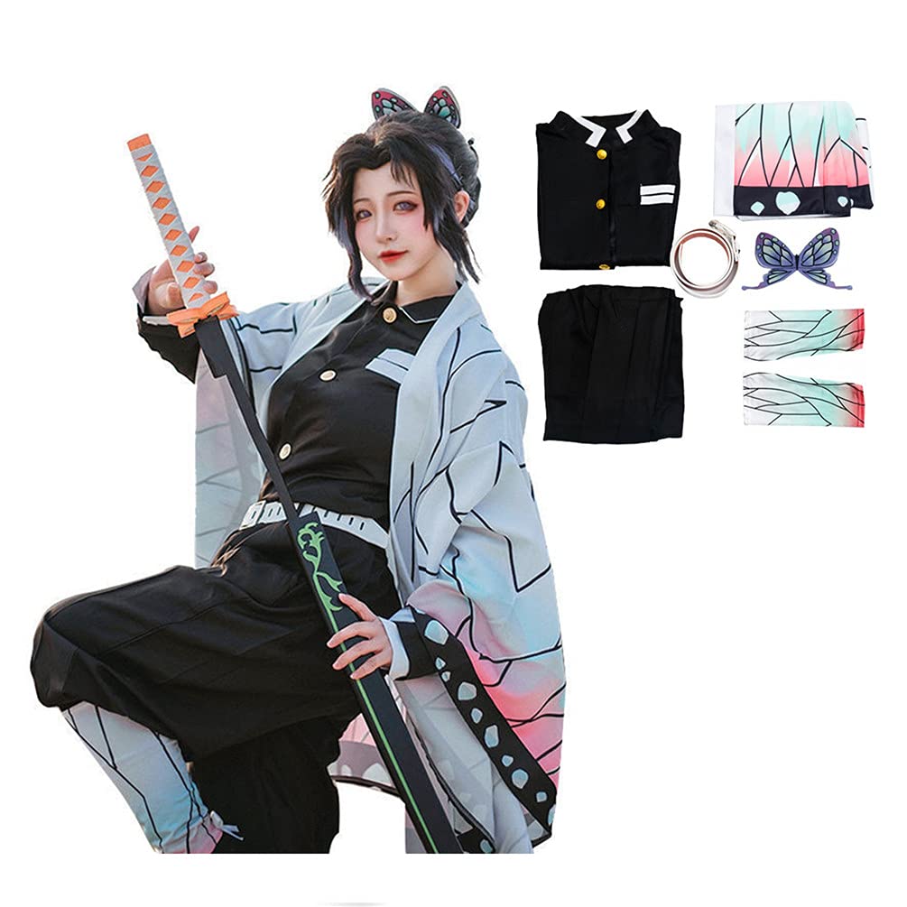 Demon Slayer Cosplay Kimono - Tanjirou/Shinobu/Nezuko Haori Mit Ohrringen Für Anime Conventions