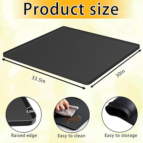 Miniatura 2 de Bandeja de drenaje grande para lavadora de 33"x30" con 4 almohadillas antivibración para los pies  Bandeja para lavadora, antideslizante,