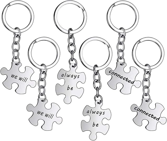Ledoo 6Pcs Friendship Jewelry Keychain Metal Friendship Keyring Key Ring Chain Gift Friend Jewellery Keyring for Friends Family Sister Daughter (Silver)