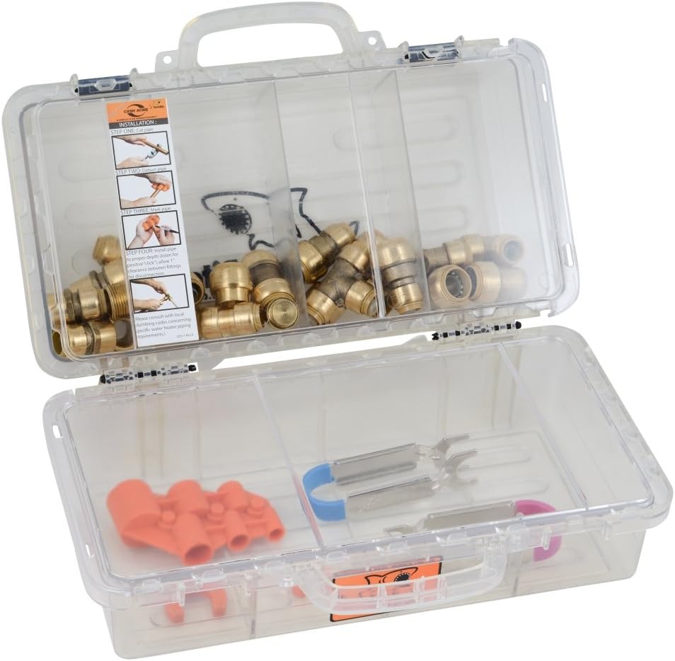 SharkBite Contractor Kit, Push to Connect Brass Plumbing Fittings, PEX Pipe, Copper, CPVC, PE-RT, HDPE, 22486LF