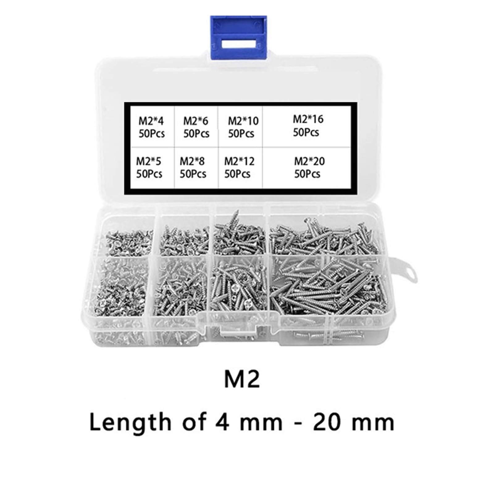 400Pcs M2 Kreuz Flach Kopf Selbstschneidende Schraube Sortiment Kit Holz Gewinde Nagel Schraube Sets DIY Senkkopf Kleine scres