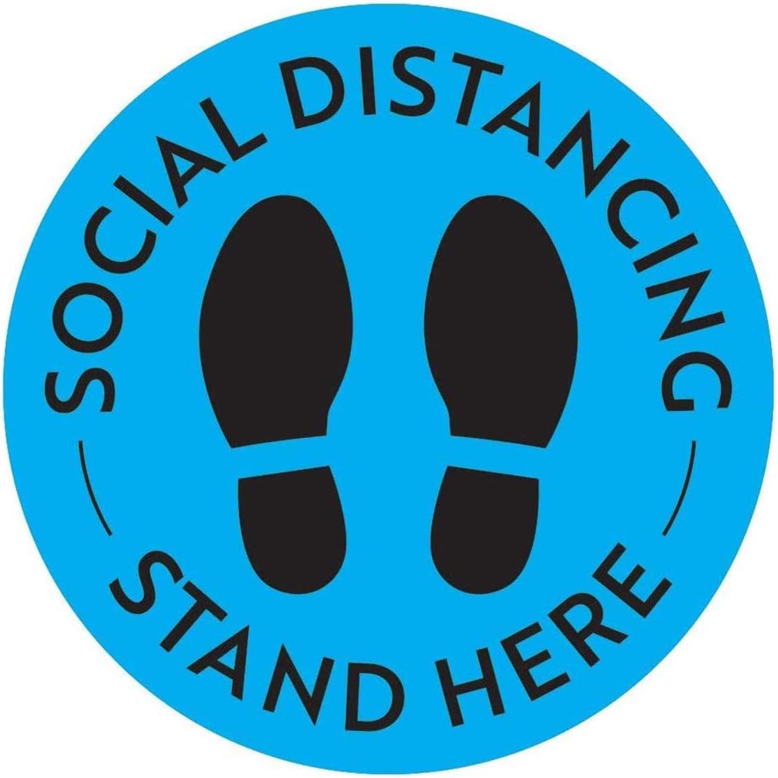 Floor Stickers  Social   Distance  Anti-Slip, Commercial Grade 5PCS  Social  Distancing Floor Decals 11" Round - Blue/Black Safety Floor Sign Marker Maintain 6 Foot  Distance