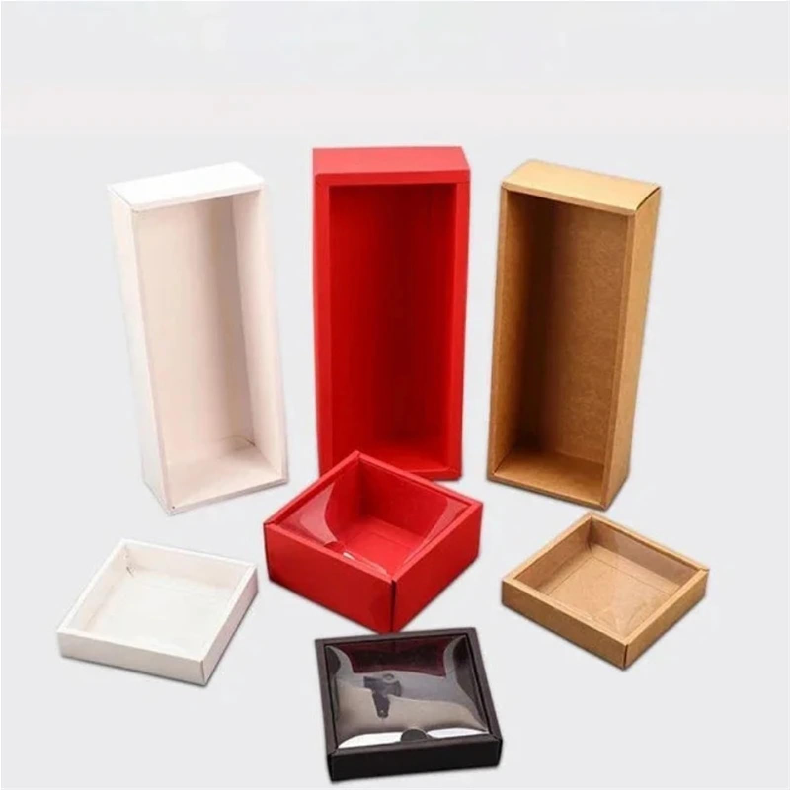 Kraftpapier Box Mit Fenster 10 Stück Kraft-Geschenkbox mit Fenster | For Kekse, Süßigkeitenkuchen(Clear01,8.5x8.5x3.5cm)