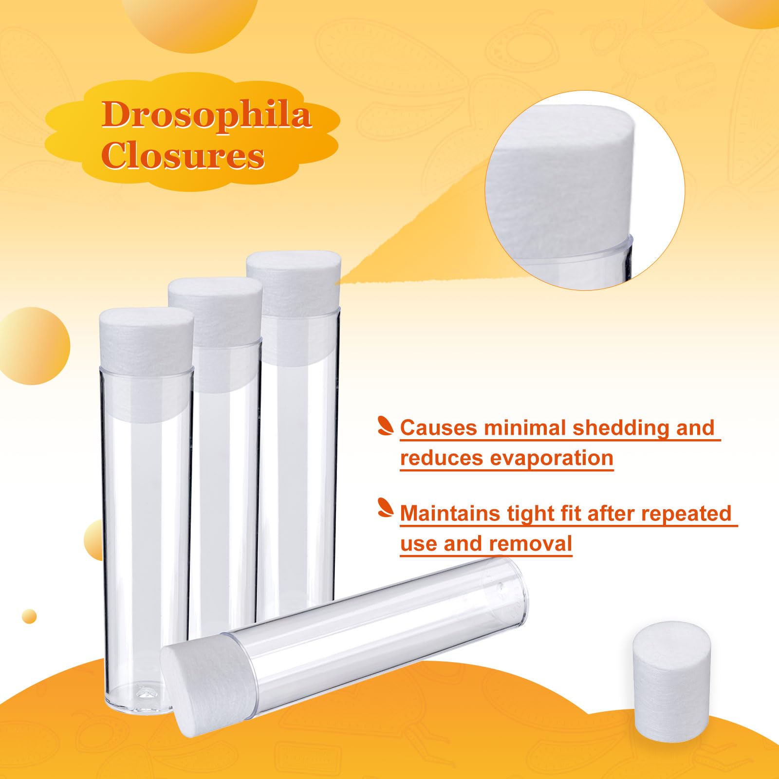 Biologix Fläschchenstopfen Entfettungsfaser Drosophila Stopfen für schmale Phiolenverschlüsse Drosophila, 24 x 30 mm, 1000 Stück