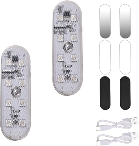 URAQT Luces LED Coche Interior, 2 Piezas Toque Carga lluminación Maletero Coche USB Puerta Blanco Luces de Universal Luz