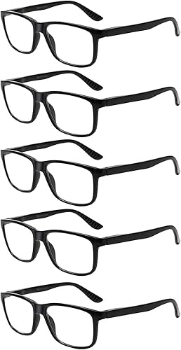 Kerecsen Paquete de 5 lentes de lectura para hombres y mujeres con bisagras de resorte, lentes de moda