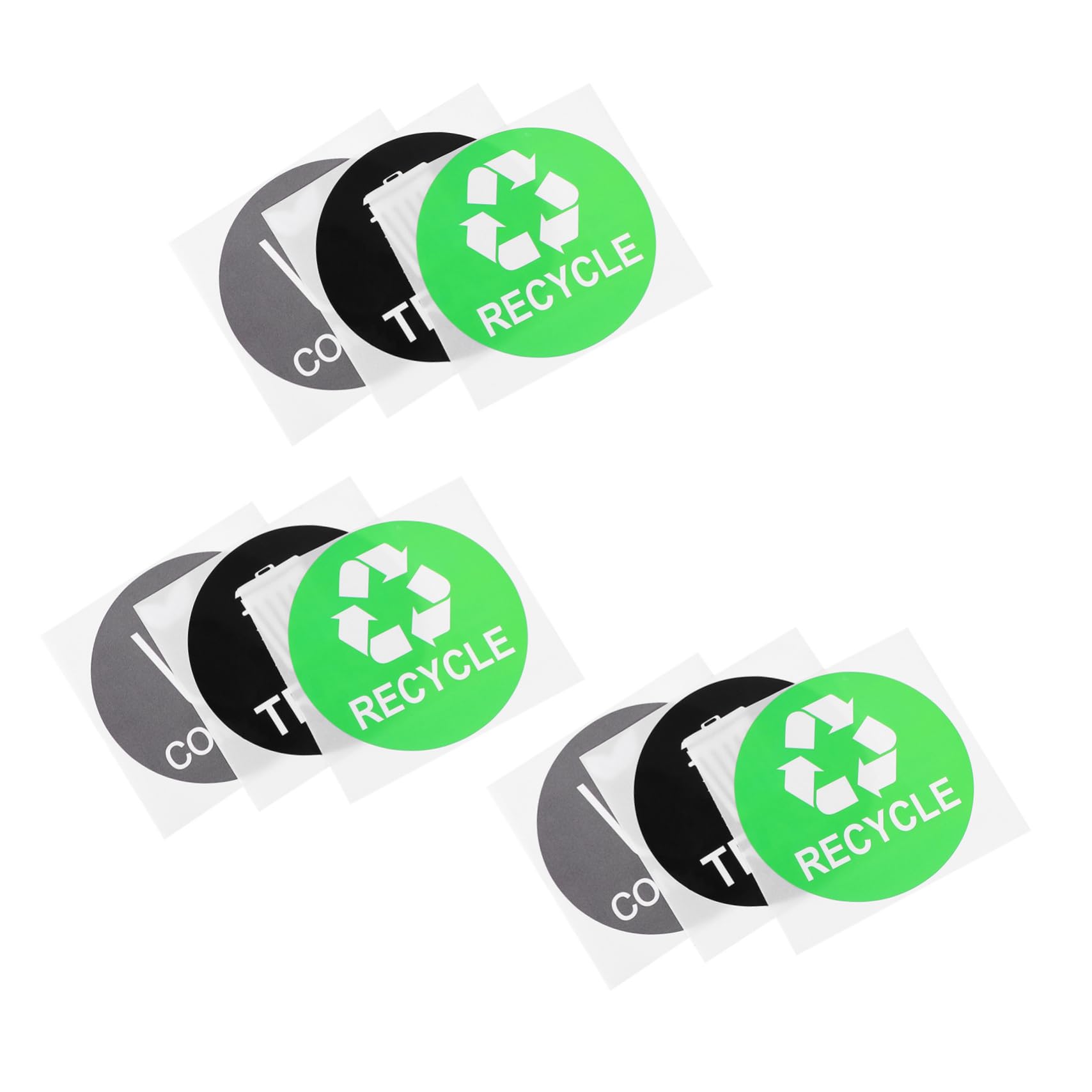 OFFSCH 9pcs Trash Sorting Stickers for Easy Classification Self-Adhesive Recycling Decals Grey for Home Office Kitchen Bins