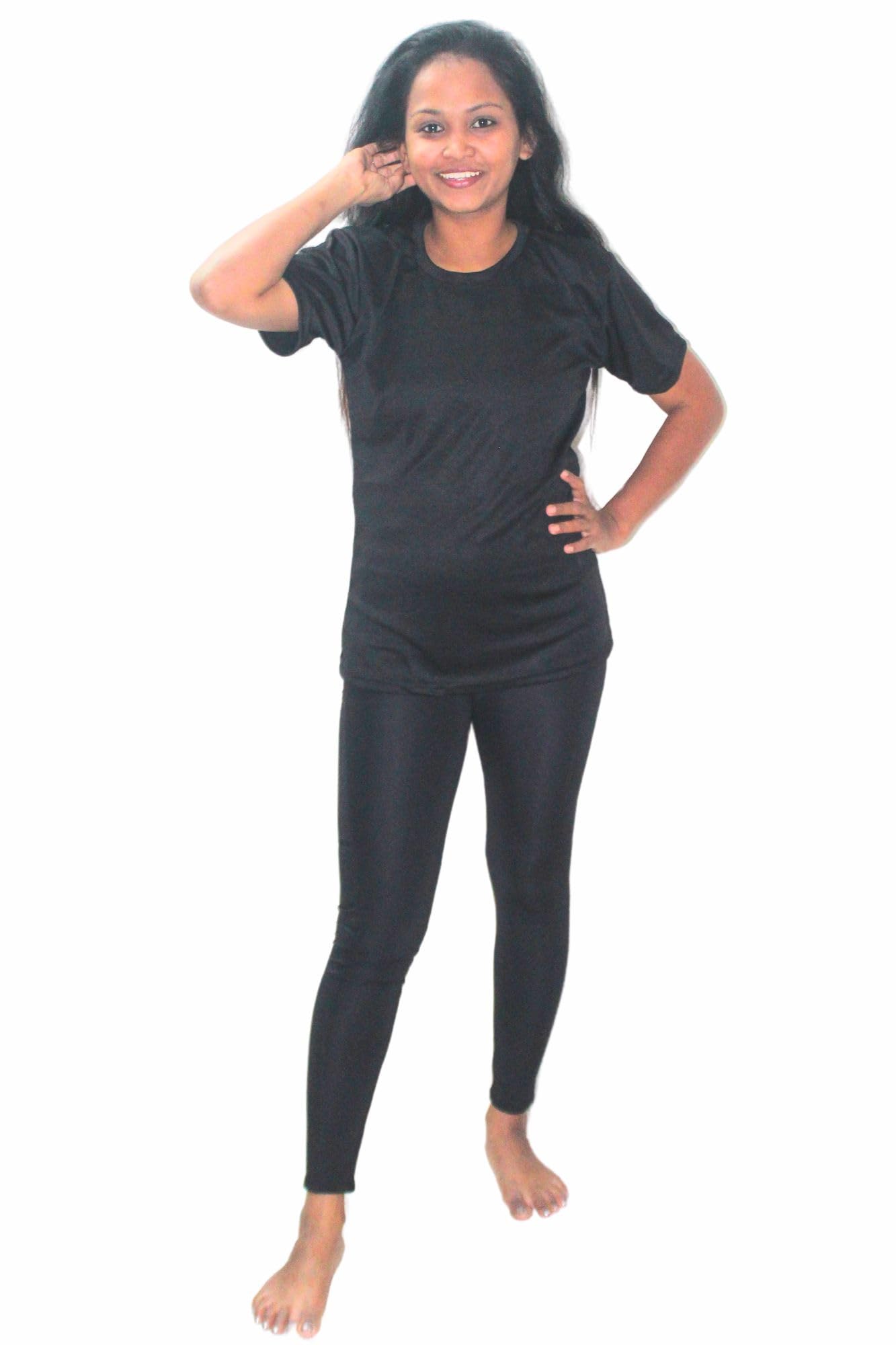 Spandex Women's Regular Fit Printed Bottom & Top Set | Swimwear | Adjustable, Quick Drying Shorts for Swimming, Beachwear, Waterpark - Black