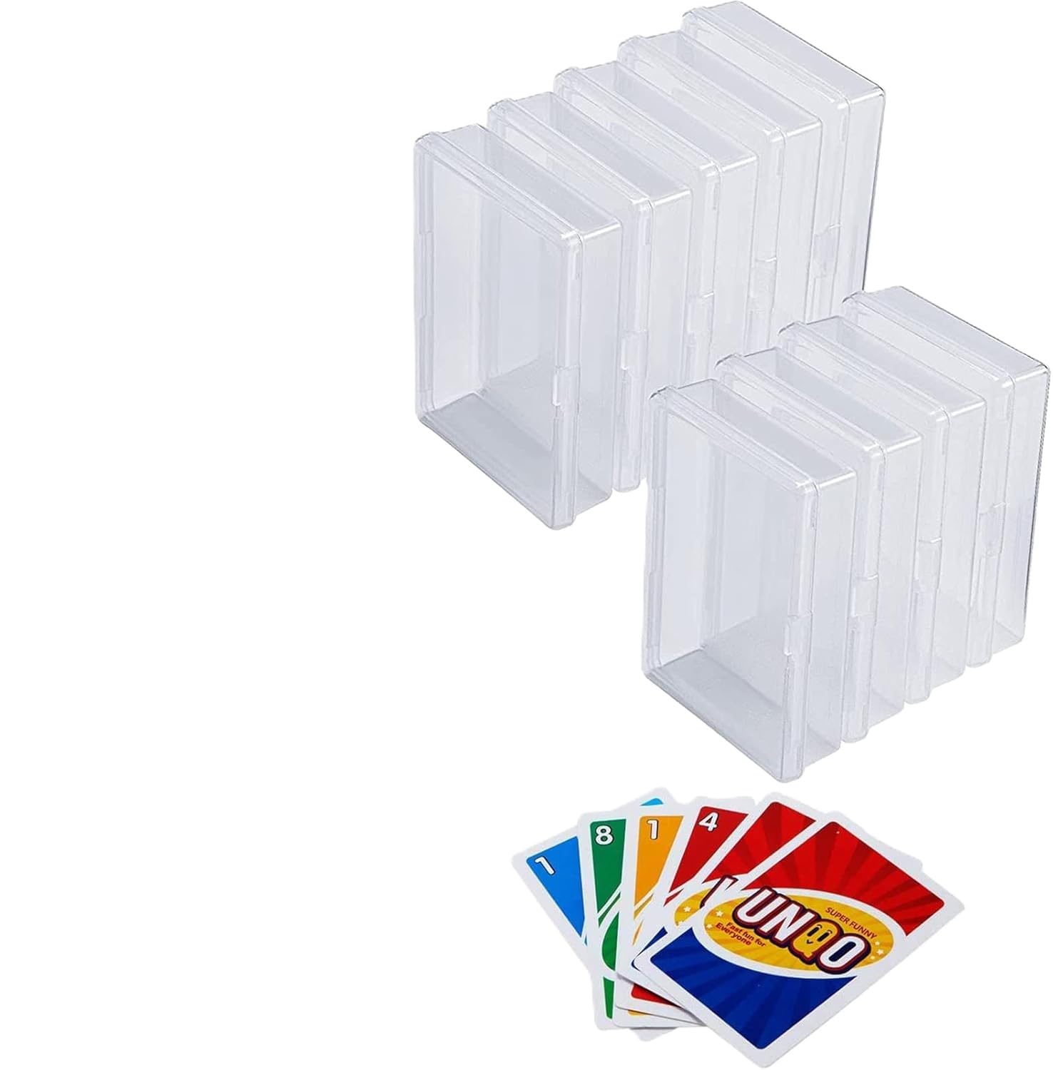 PMELCXD Playing Card case Plastic 8Pcs Playing Card Deck Box 104x75x26mm Trading Card Case Card Storage Organizer Plastic Storage Box for Sports Cards Games Cards MTG Cards