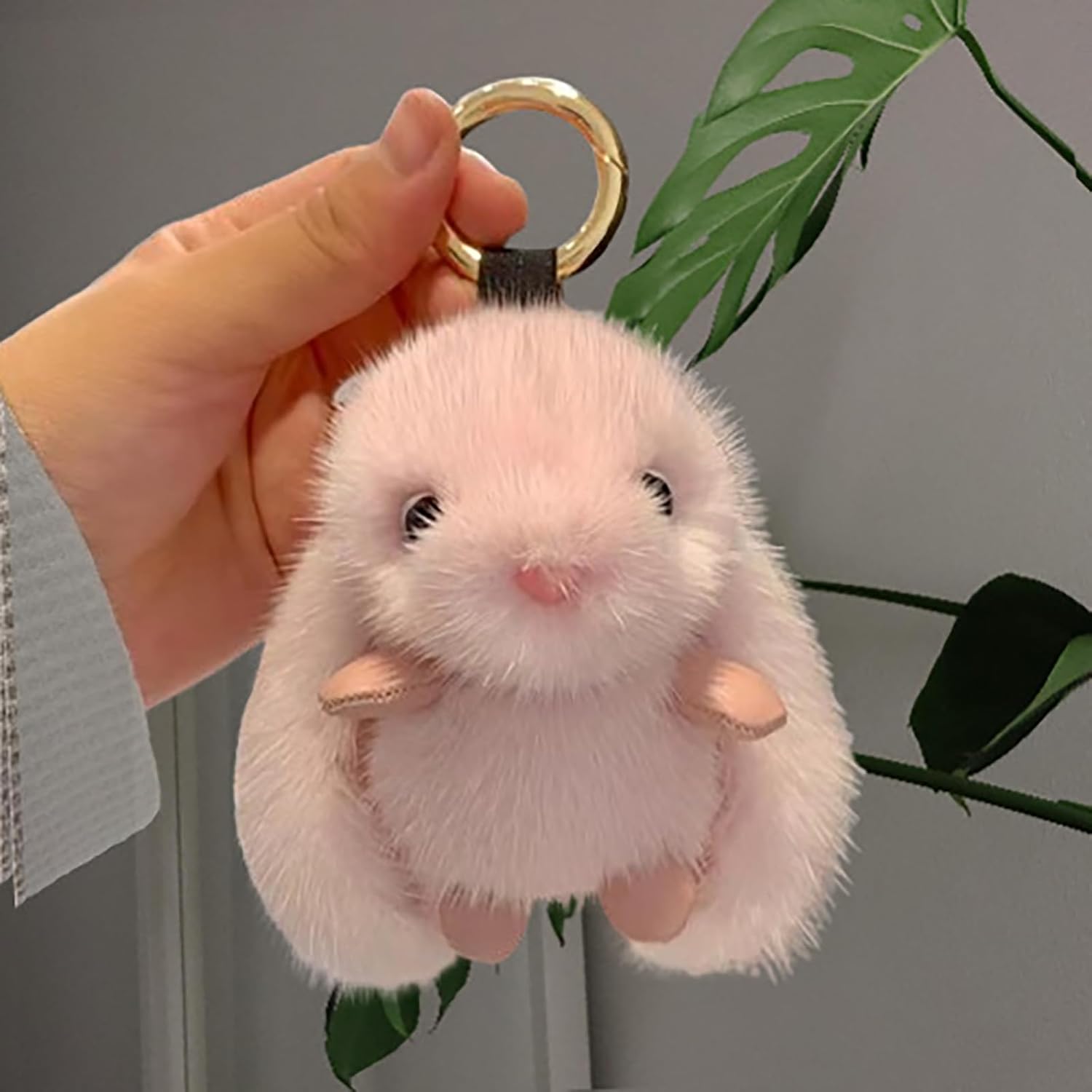 Long Ears Rabbit Keychain Plush Rabbits Key Ring White Pink Rabbit Keychains - Image 2