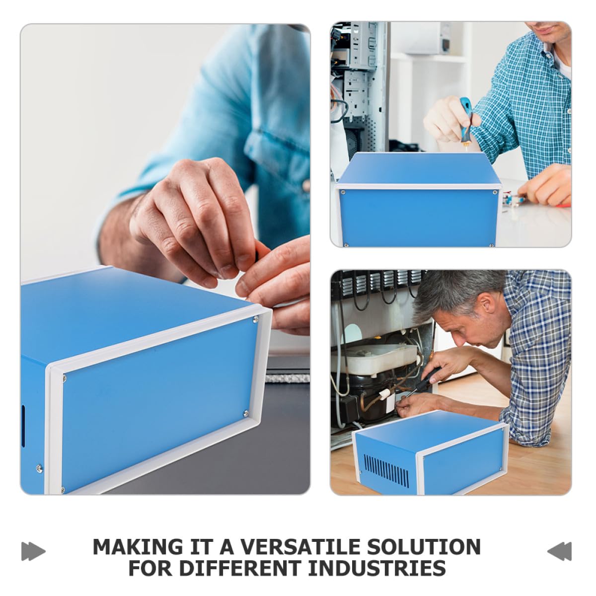 WOONEKY Caja de Conexiones Metálica para Proyectos Electrónicos Carcasa de Acero 140X210X180 MM Caja Eléctrica Empotrada Resistente para Bricolaje y Protección de Instrumentos