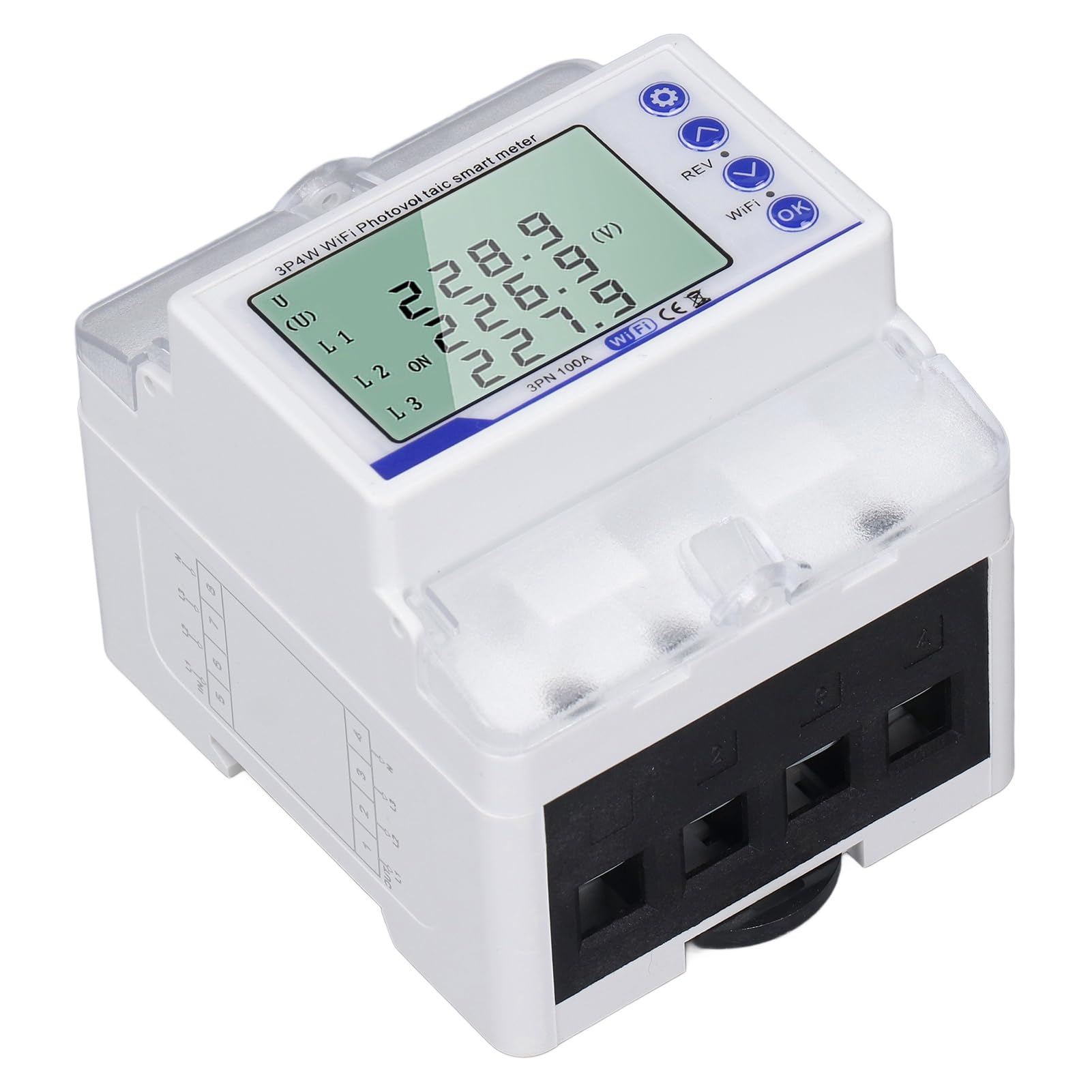 Disyuntor Inteligente WIFI, Interruptor de Medidor de Energía WIFI Trifásico 100A 60-300V con Protección de Corriente contra Sobretensión, Ideal para Electrodomésticos Inteligentes