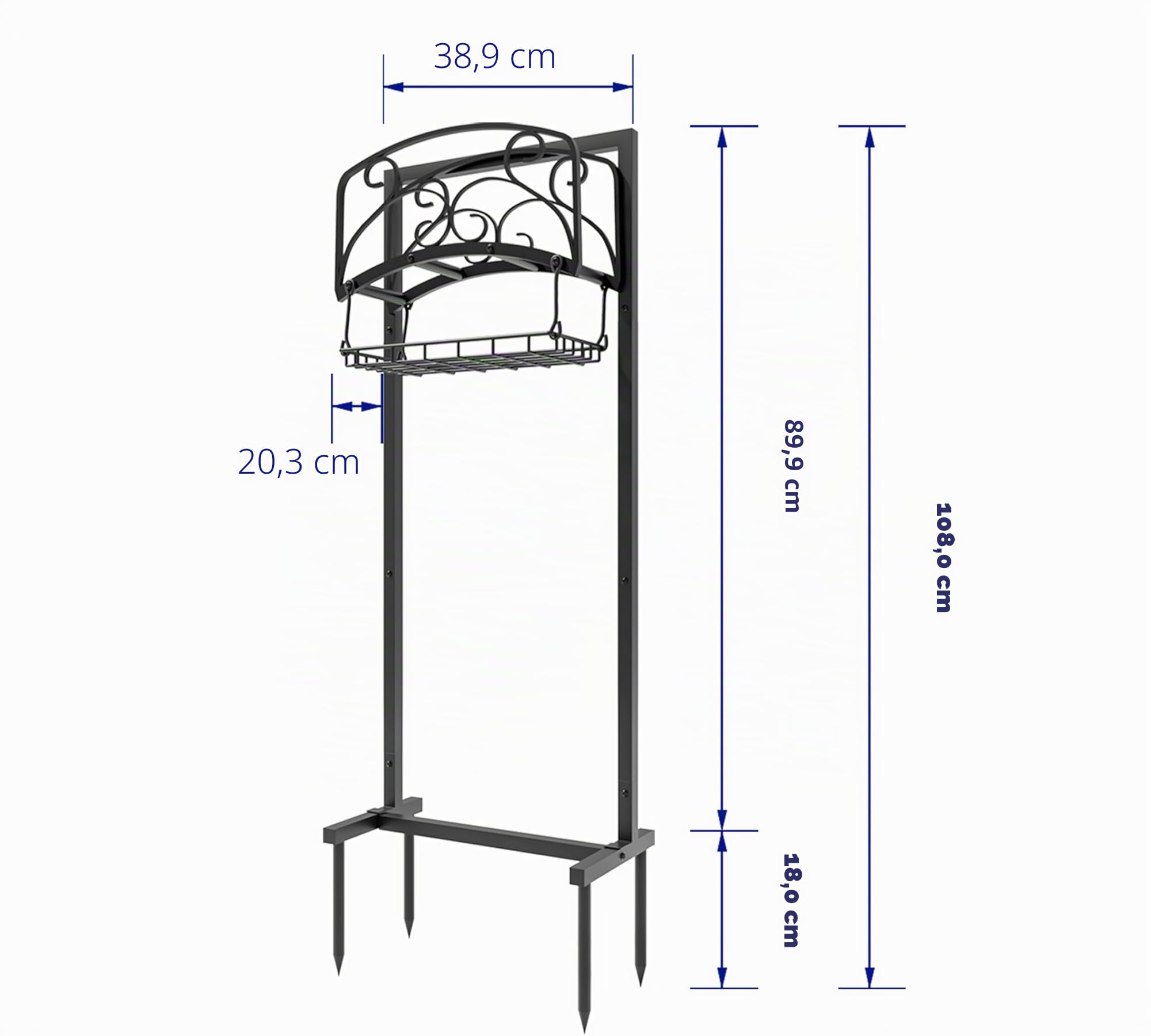 Kingson tragbare Gartenschlauchhalter mit Korb, robust, freistehender Stahlständer, hält 45 m Schlauch, schwarze Pulverbeschichtung, abnehmbar und platzsparend.
