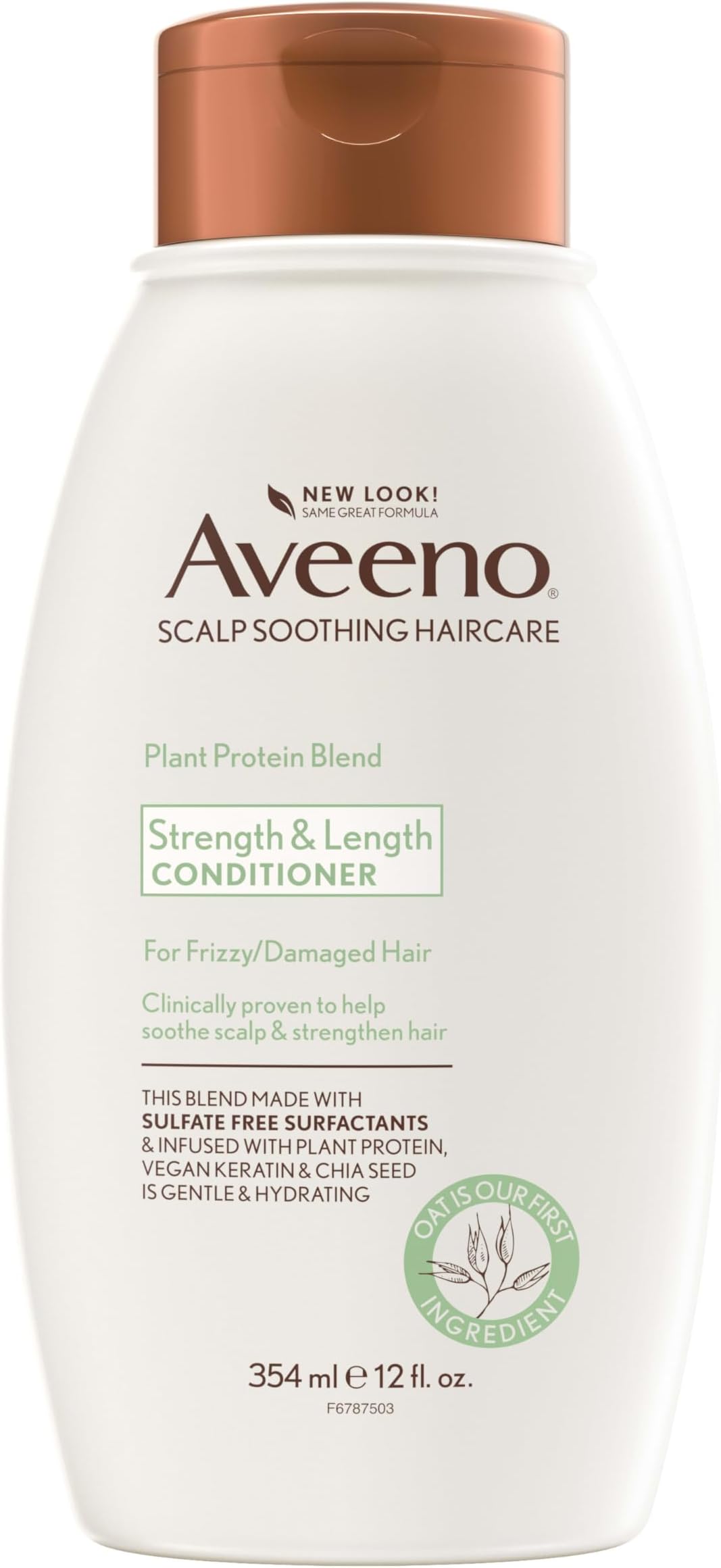 Strength & Length Plant Protein Blend Conditioner, Vegan Formula for Strong Healthy Looking Hair, White, Unscented, 12 Fl Oz