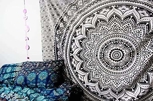 Pravik New Launched Tapestry Hippie Mandala Bohemain Wall Hanging - Tapestries Gypsy Hippie Ombre Black Grey Wall Decor Indian Ombre Black Grey Boho Dorm Room Decorative Accessories 54 X60 Inch #TOP4