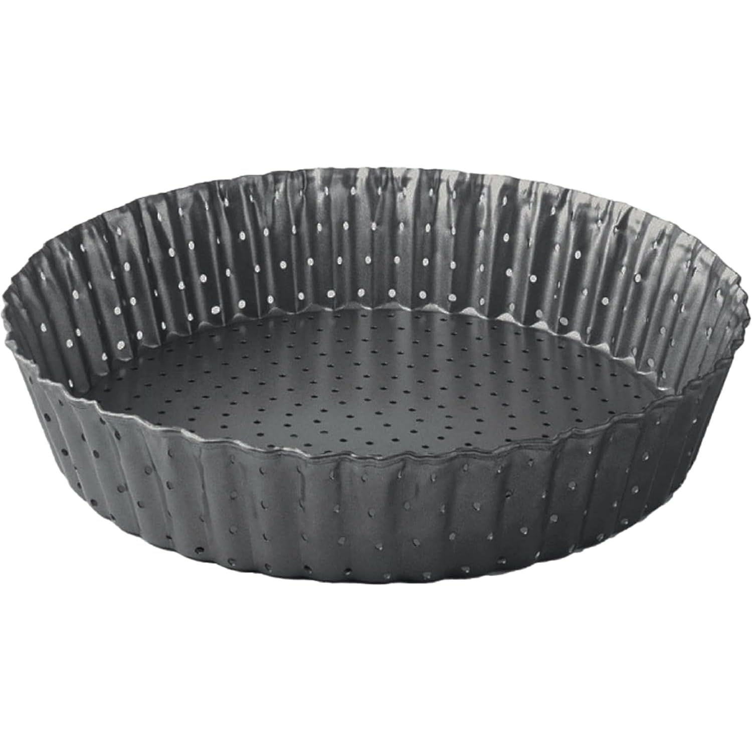 Moule à Tarte Perforé - Moule à Quiche avec Fond Amovible - Plat/Moule Tartelette - Moules à Gâteaux Rond - Revêtement Antiadhésif - Moule à Flan Haut - Ø 24 cm - Hauteur 5 cm