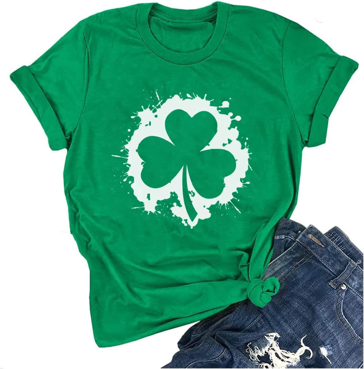 Yimoya Women's Feelin Willie Lucky T-Shirt - St. Patrick's Day Shamrock Irish Tee, Green, Casual Fit - View #8