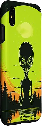 Vista 15 de iPhone 14 Pro Cute Green Alien Head UFO Space Face Alien Case