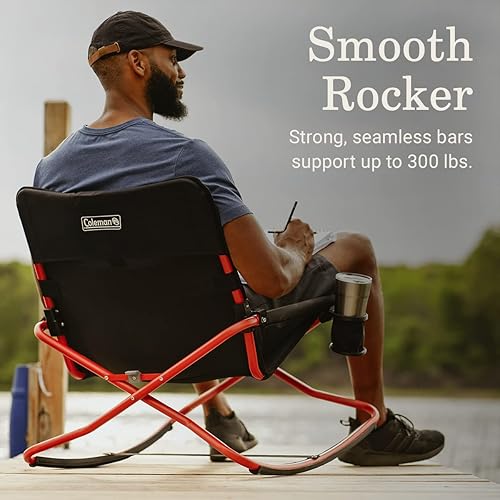 Miniatura 3 de Coleman Cross Rocker - Silla mecedora para exteriores, silla plegable portátil con brazos acolchados, soporte para tazas y tela resistente a la
