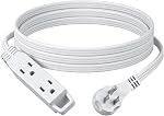 DEWENWILS 6FT Flat Plug Extension Cord, 16/3 SPT-3 Flat Wire & 3 Grounded Outlets, 13A / 125V / 1625W, Extension Cord with 3-Prong Plug for TV, Kitchen, Bedroom, Office, ETL Listed, White