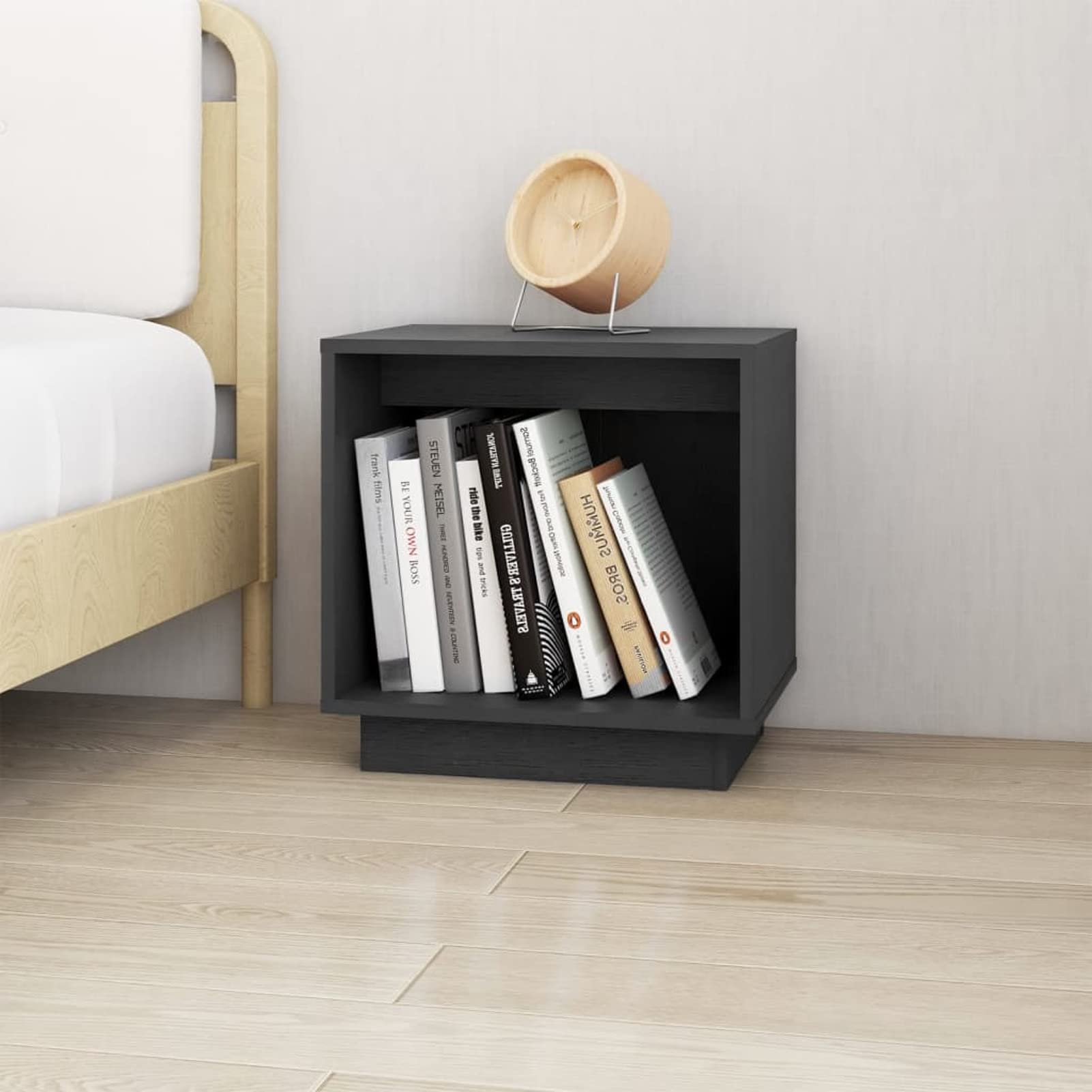 Table de chevet Homgoday en bois gris pour ranger votre lit