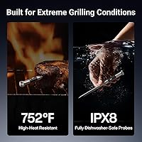 Vista 6 de ThermoMaven 3000 pies Termómetro inteligente inalámbrico para carne, rango largo Sub-1G, precisión certificada NIST de 6 sensores, 2 sondas