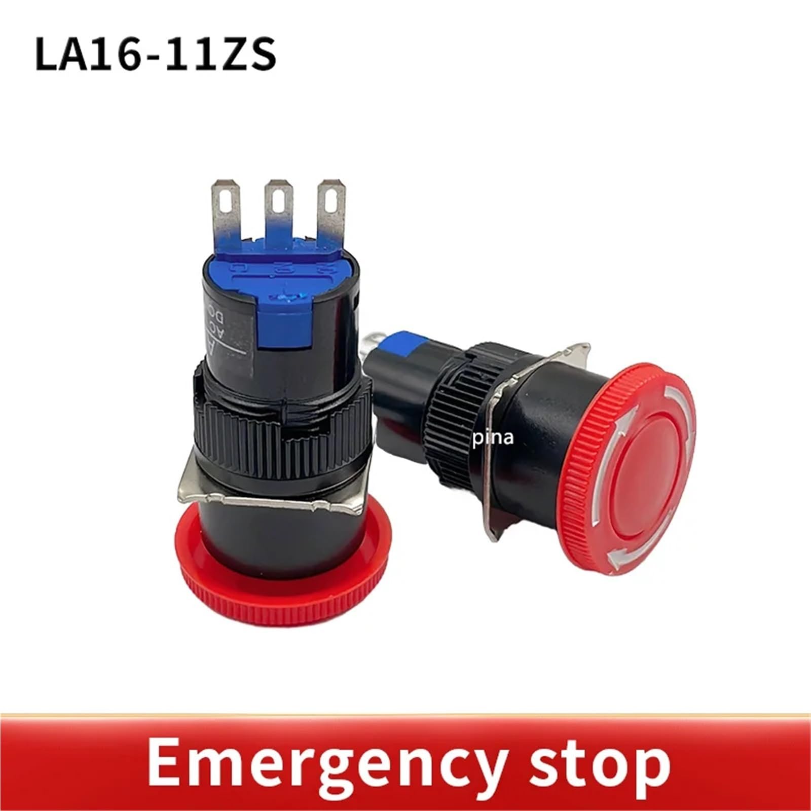 Bouton-poussoir d'arrêt d'urgence en forme de champignon rouge, 2 pièces, DC 30V 3A/AC 250V 1A