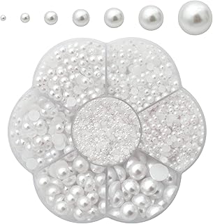 Sponsored Ad - Taezn Nail Pearls for Nail Art, Approx 5650 Pieces Half Pearls for Crafts Assorted 7 Sizes Flatback Pearls ...