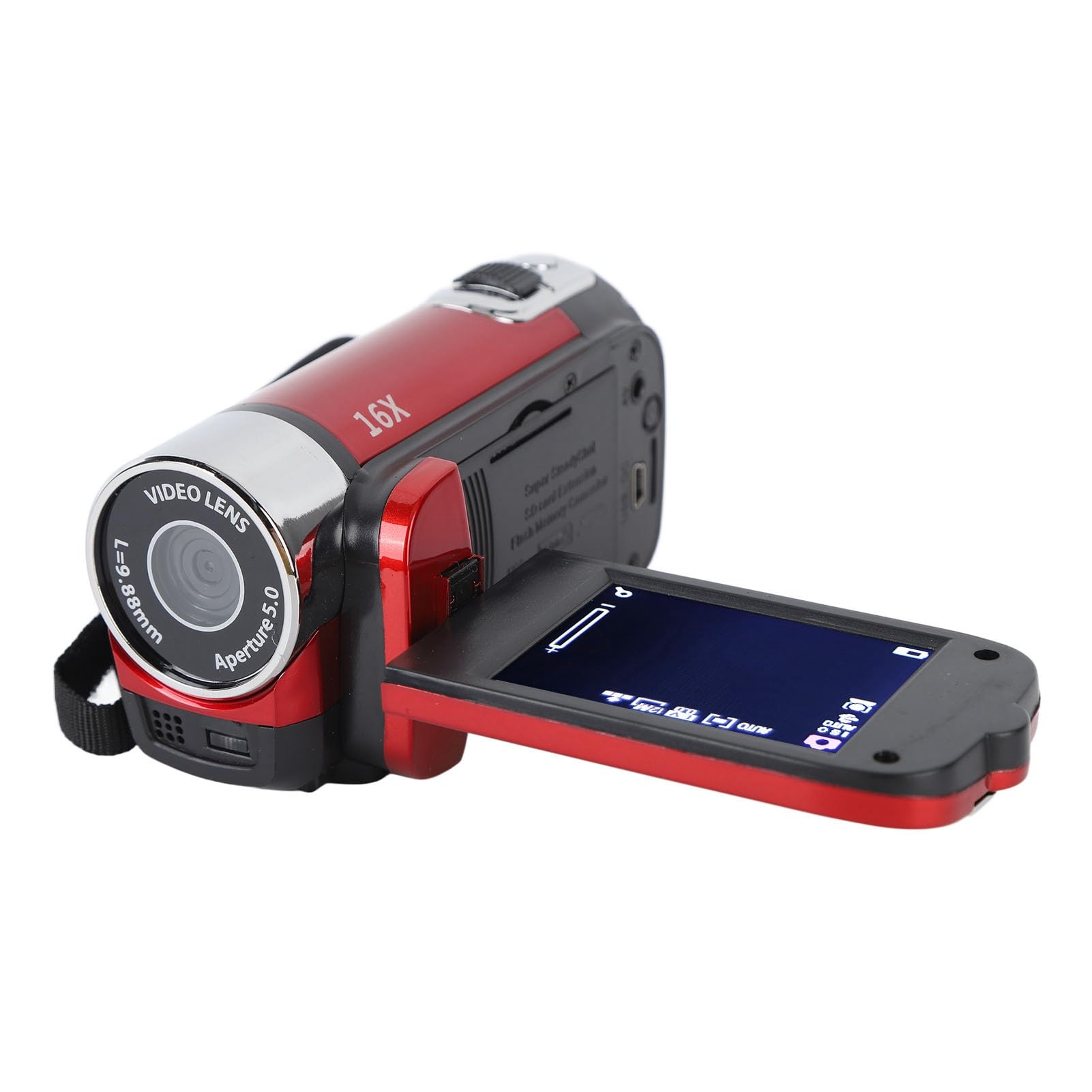 Brrnoo Videocámara con Cámara de Video, Videocámara de Mano 4K 48MP Cámara DV Grabadora de Cámara Vlogging Pantalla Giratoria TFT Cámara de Video con Zoom Digital 16x con Cable USB (Rojo)