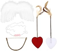 Vista 1 de BUTIFULSIC 1 juego de alas de cupido regalos de Navidad Cupido corazón arco Cupido flechas y arco Cupido arco y ala Cupido arco y ala disfraz de ala