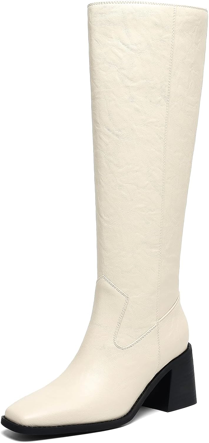 Women's knee-high boots with block heel