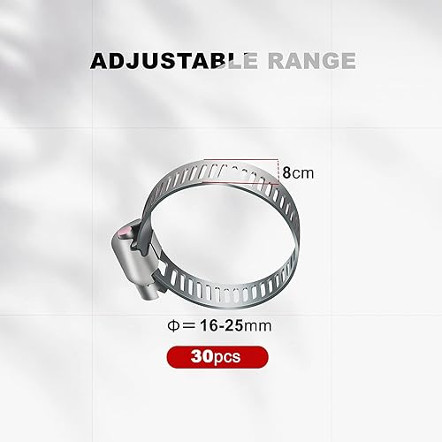 Miniatura 2 de 20 abrazaderas de manguera de engranaje helicoidal ajustables, abrazadera de tubo de acero inoxidable, herramienta de abrazadera de tubo de 34"-1"