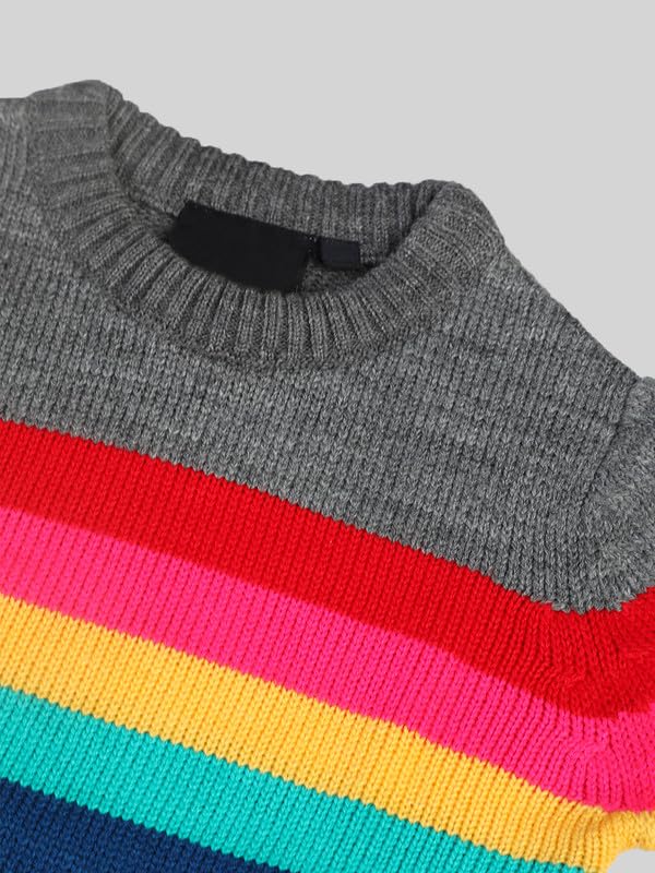 Image of CHKOKKO Boys Woolen Round Neck Sweaters Winter Sweatshirts 5-6 Years Anthra