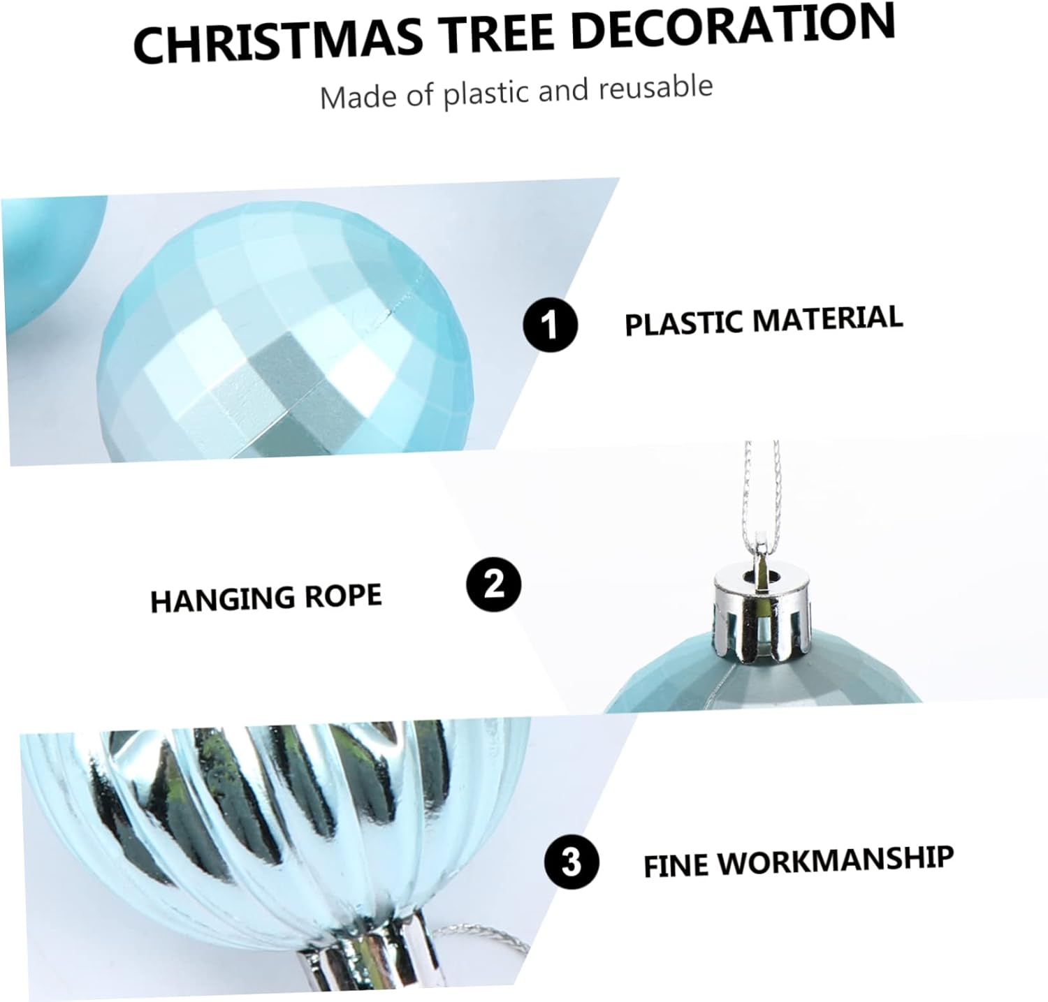40pcs Glitter Christmas Ornaments Shatterproof Baubles Balls for Xmas Tree Decorations