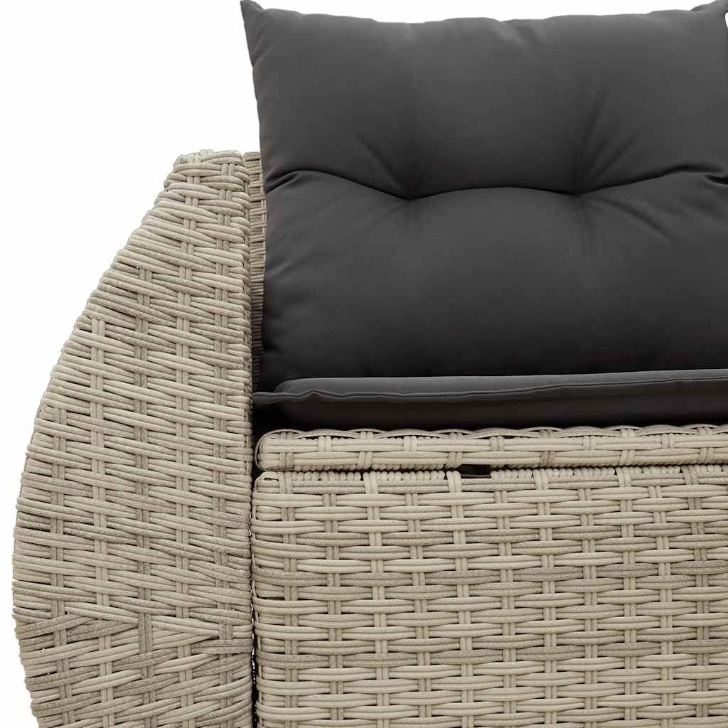 Divano da Giardino 2 Posti Grigio Chiaro in Polyrattan PE